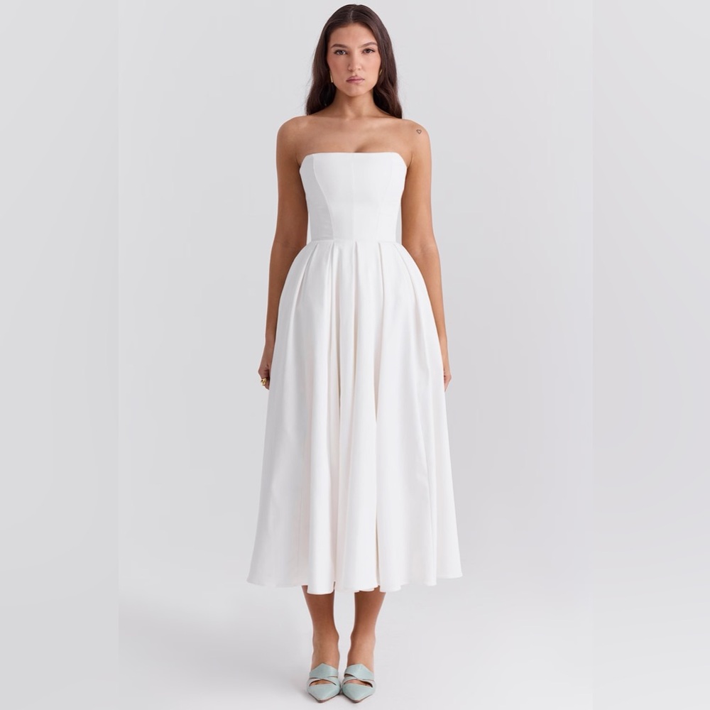 house of cb audrey midi dress in white size XS